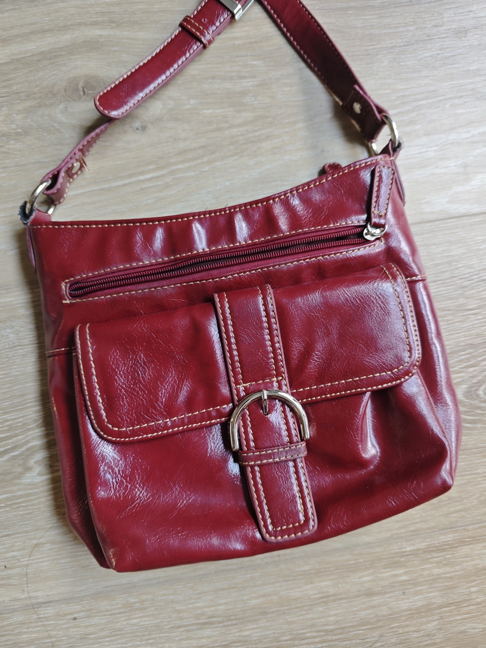 Vintage Classic Minelli Italy Red Leather Crossbody Shoulder Bag